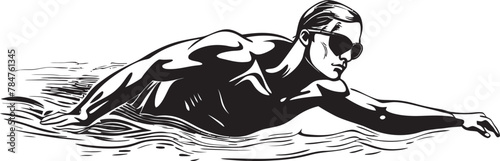 Swim Sprinter Iconic Swimmer Badge Fluid Fitness Symbol Design for Swim Emblem