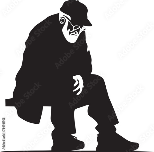 Burdened Soul Emblematic Logo of Sorrow Weathered Vigil Iconic Emblem of Fatigue