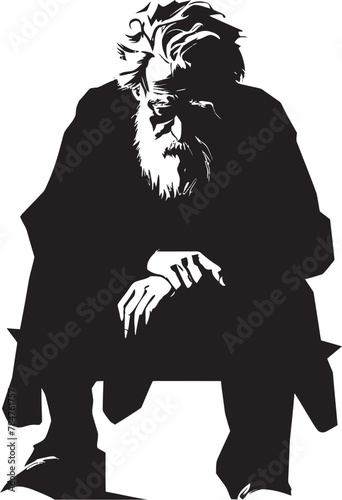 Solemn Sentinel Emblematic Vector Logo Weary Warden Symbol of Exhausted Vigilance