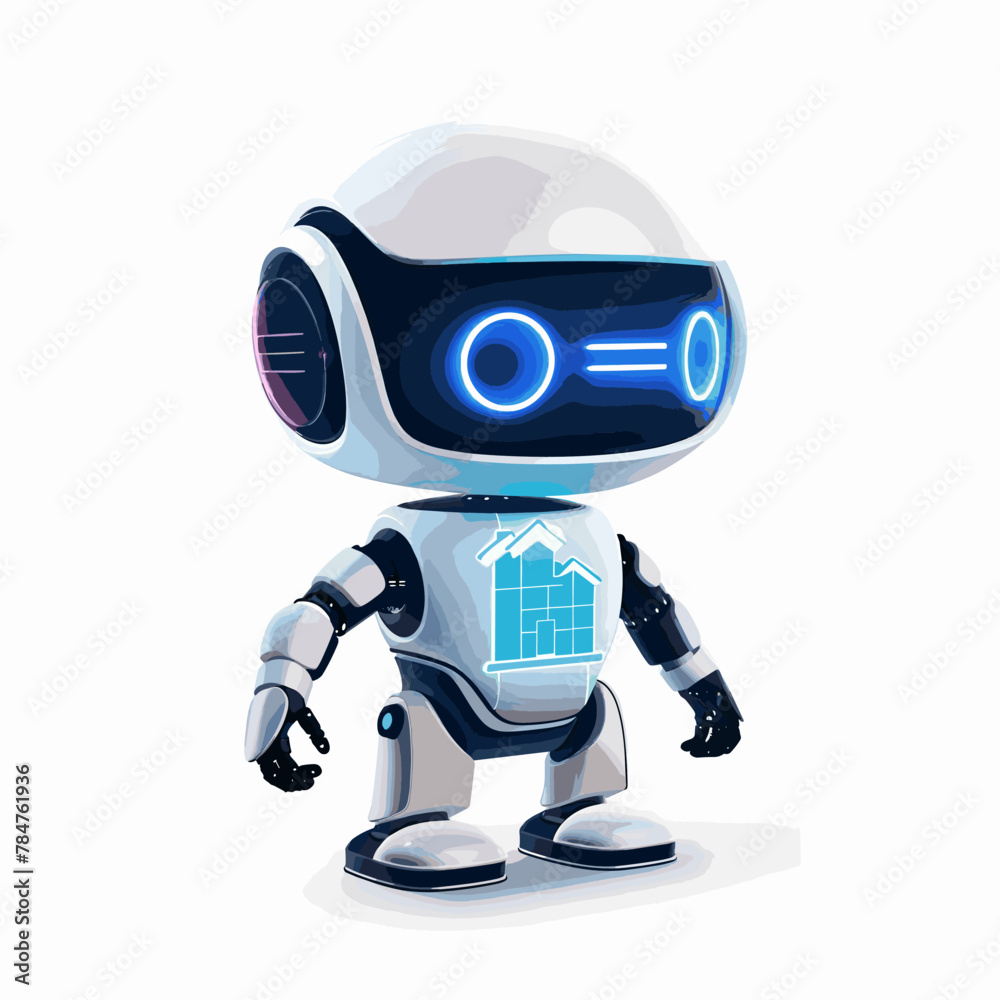 Robot with a house in his hands. Vector illustration isolated on white background. Robot with a house in his hands. Vector illustration isolated on white background.