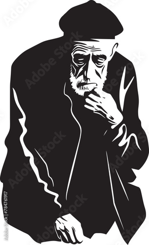 Weathered Watcher Emblematic Vector Logo Weary Wanderer Symbol of Lifes Journey