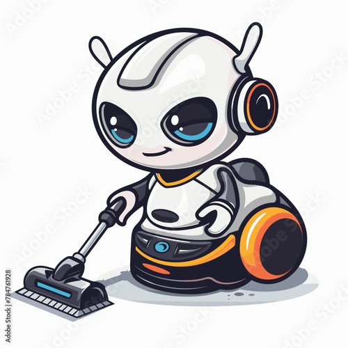 Robot vacuum cleaner isolated on a white background. Vector illustration.