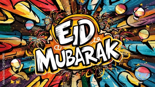 A poster for the greeting card Eid Mubarak.