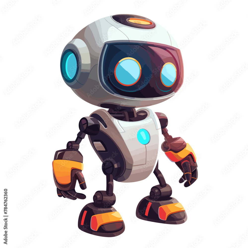 Robot cartoon character isolated on white background. Cute robot vector illustration.