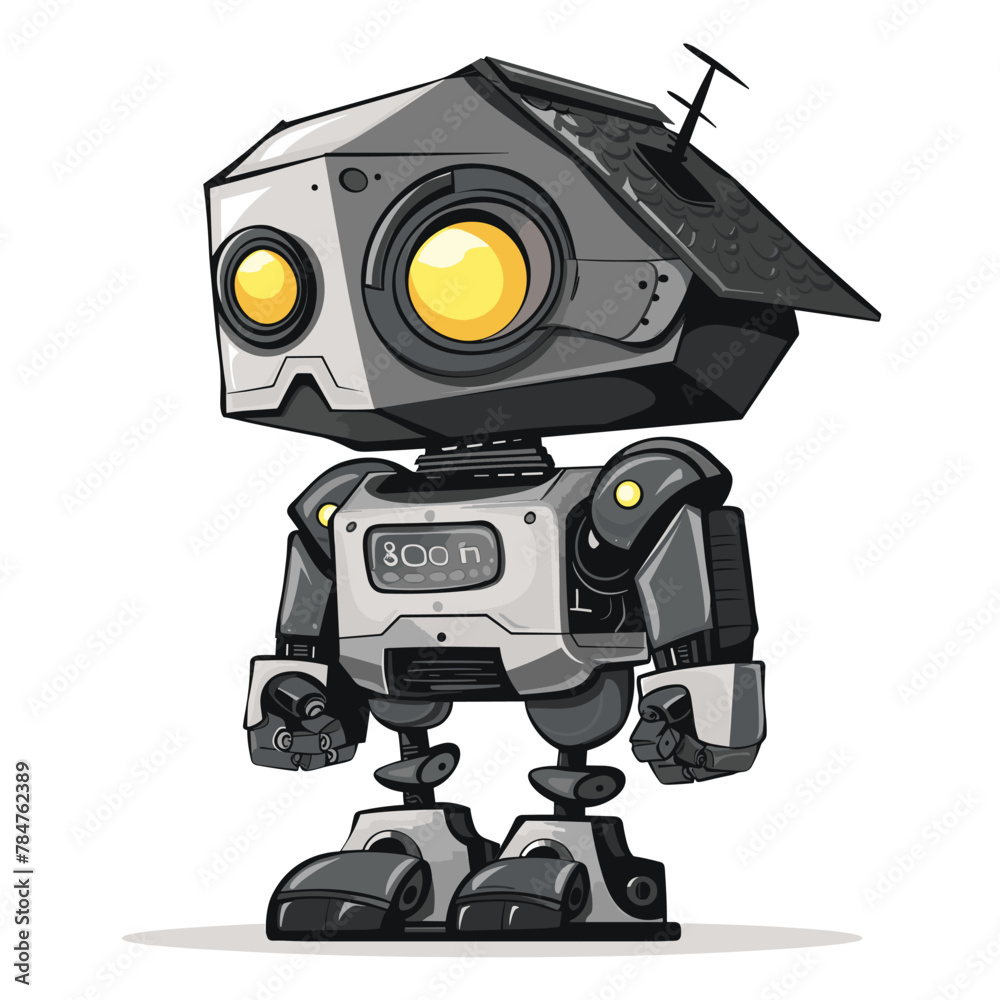 Robot isolated on a white background. Vector illustration of a cartoon robot. Robot isolated on a white background. Vector illustration of a cartoon robot.