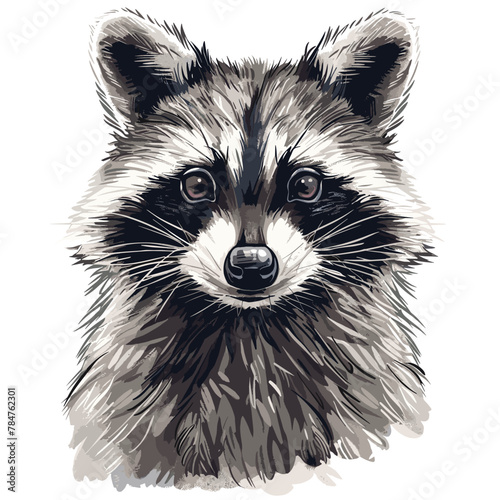 Raccoon portrait. Vector illustration of a raccoon head.