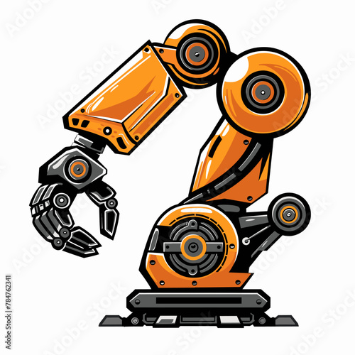 Robot arm vector illustration isolated on white background. Industrial machine part.