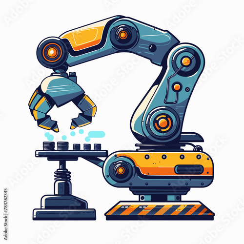 Robot arm vector illustration isolated on white background. Robotic arm machine.