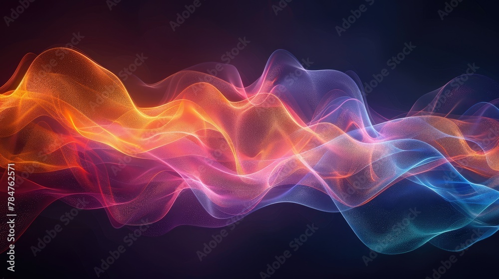 Abstract glowing energy flow waves on a dark background, soft tones, fine details, high resolution, high detail, 32K Ultra HD, copyspace