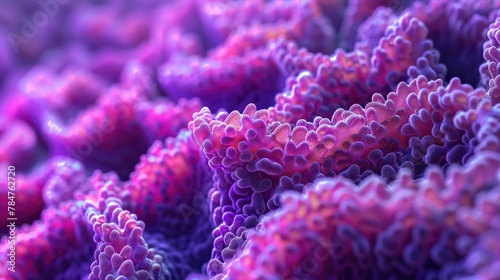 Close-up of vibrant purple intestinal villi, highlighting absorption in the digestive system, soft tones, fine details, high resolution, high detail, 32K Ultra HD, copyspace photo