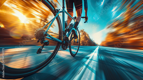 World bicycle day concept International holiday june 3, bicycle riding with fast moving blur effect background, banner, card, poster with text space