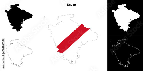 Devon blank outline map set