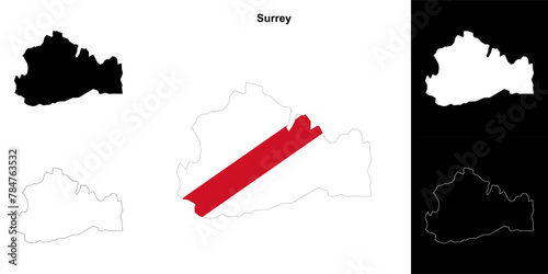 Surrey blank outline map set