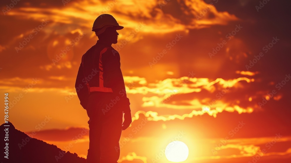 image of a worker silhouetted against a sunrise, symbolizing hope and renewal.