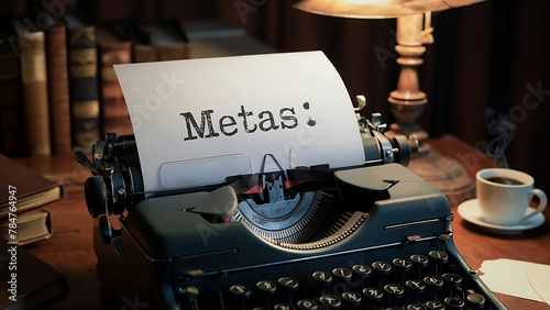 Máquina de escribir, en el papel está escrita la palabra Metas