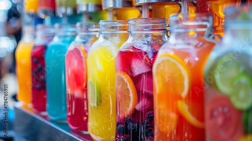 colored cold drinks with fruits