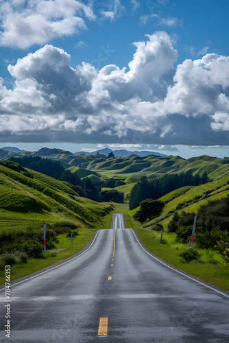 The Breathtaking Beauty of New Zealand: A Road Trip Through Rolling Green Hills Underneath a Vast Blue Sky