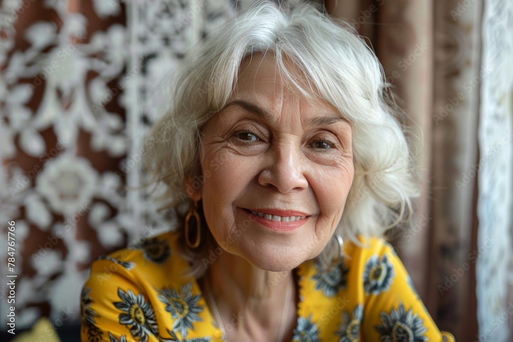 Blissful senior woman smiling joyfully Blissful senior woman smiling joyfully