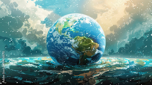 world population day,Only One Earth- World Environment day concept 3d design, earth globe art World Ozone Day creative concept photo