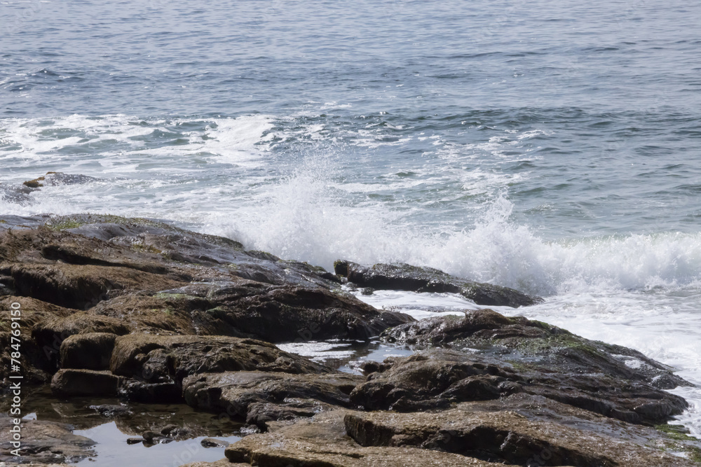 Ocean waves on a rocky shore