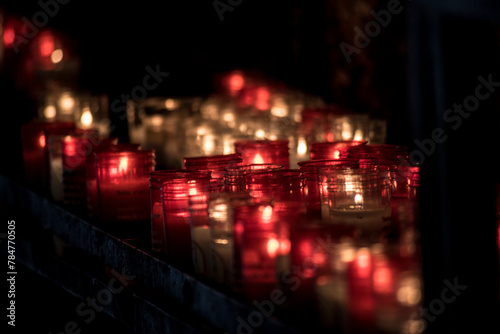Offering candles in a Catholic church photo
