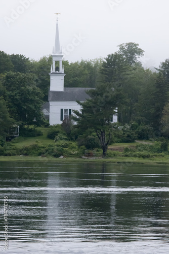 White Church on a river bank
