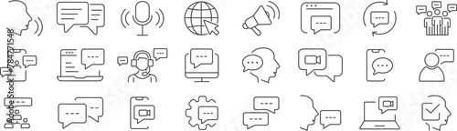 Collection of business, contact icons. Simple black symbols