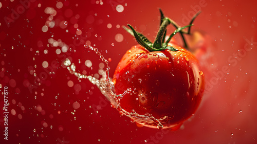 Freshness Explosion: Ripe Tomato in Midair © Agnieszka