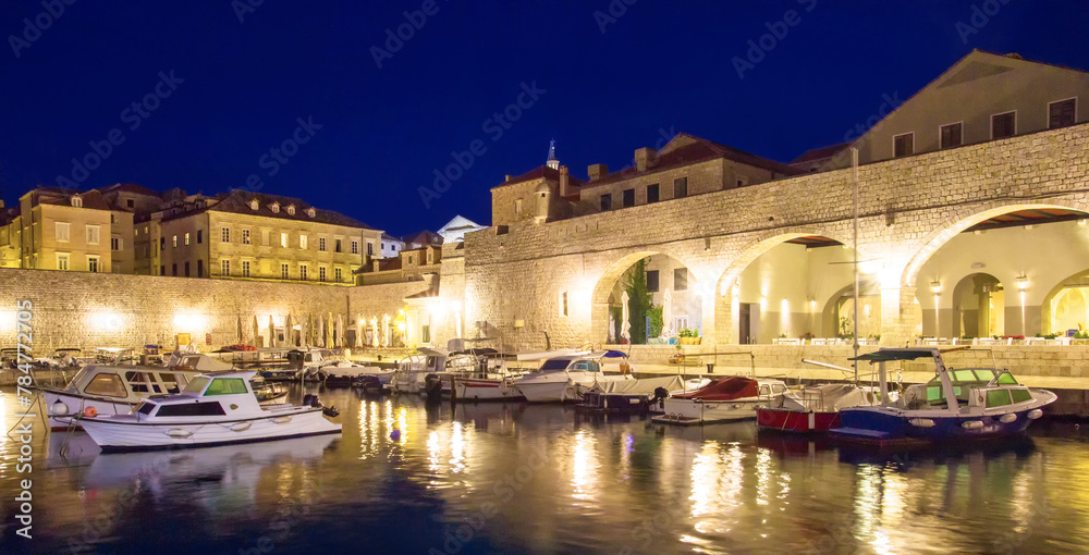 night Dubrovik - popular place for tourism, wonderful architecture of famous croatian city, Dalmatia, Europe, Croatia ...exclusive - this image is sold only Adobe stock	