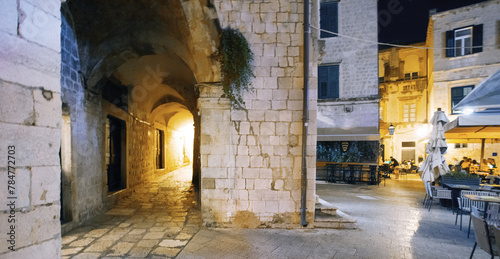 night Dubrovik - popular place for tourism, wonderful architecture of famous croatian city, Dalmatia, Europe, Croatia ...exclusive - this image is sold only Adobe stock	 photo