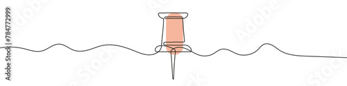Continuous editable drawing of push pin icon. Pushpin symbol in one line style.