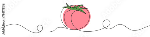 Continuous editable drawing of tomato icon. Red tomato symbol in one line style.