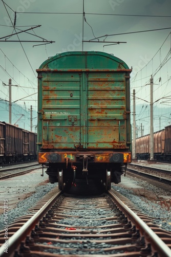 freight train on rails Generative AI