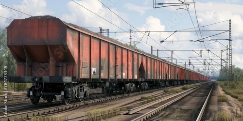 freight train on rails Generative AI