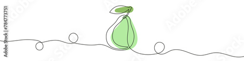 Continuous editable drawing of pear icon. Pear symbol in one line style.