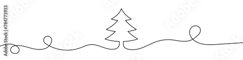 Continuous editable drawing of Christmas tree icon. Christmas tree symbol in one line style. © chekman