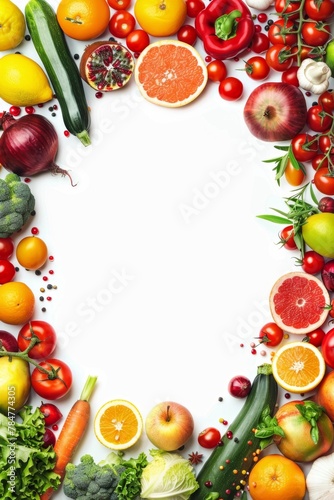 vegetable and fruit on a white background Generative AI