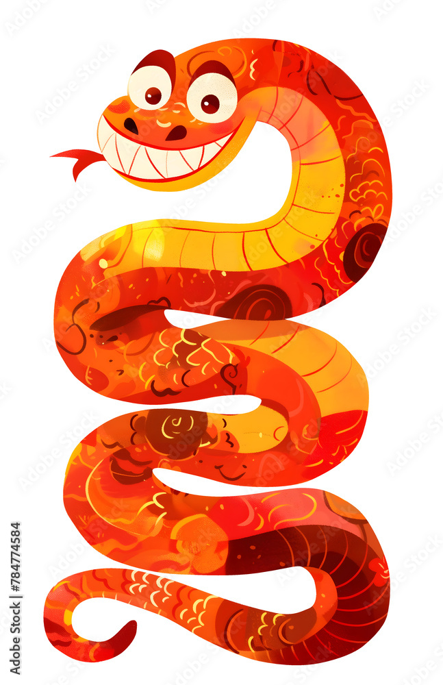 Cute simple illustration of funny smiling Chinese oriental Snake zodiac ...