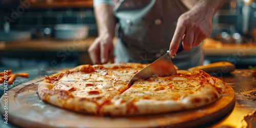 chef making pizza close-up Generative AI
