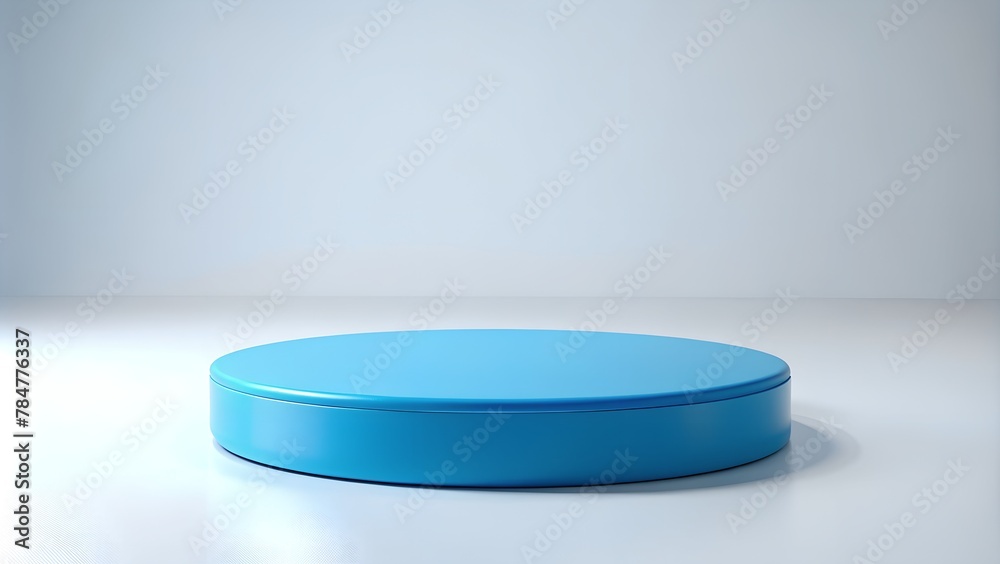 bright blue empty round podium for the product