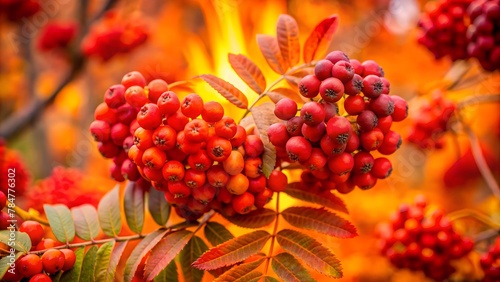 close-up of rowan with bright red berries © Acer Acer
