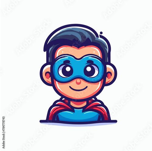Cartoon Superhero Kid, Confident with Mask, Hero Theme photo
