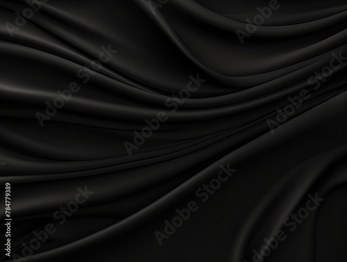 Black background with subtle grain texture for elegant design, top view. Marokee velvet fabric backdrop with space for text or logo. 