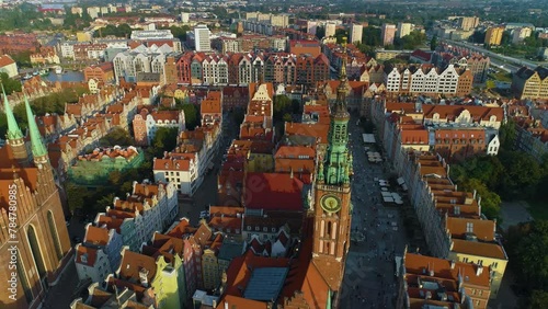 Ratusz Downtown Gdansk Dlugi Targ Srodmiescie Aerial View Poland photo