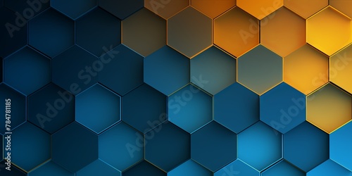 Blue and yellow gradient background with a hexagon pattern in a vector illustration 
