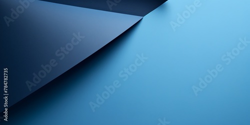 Blue background with dark blue paper on the right side, minimalistic background, copy space concept, top view, flat lay, high resolution photography, stock photo, professional color grading