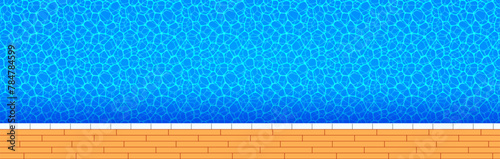 Swimming pool vector illustration. Water surface top view template background. beautiful watery texture wallpaper. Summer holidays and travel banner for aquatic center, spa advertising designs