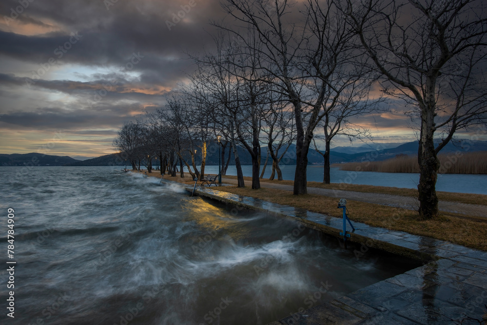 sunset over the lake of Kastoria