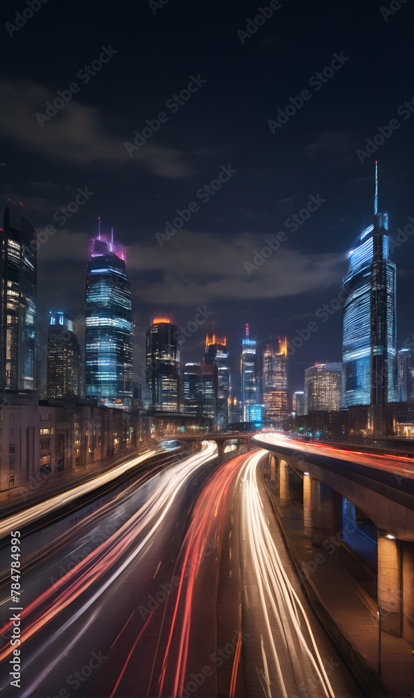 A timelapse of a big city at night, with lights twinkling and traffic flowing A timelapse of a big city at night, with lights twinkling and traffic flowing