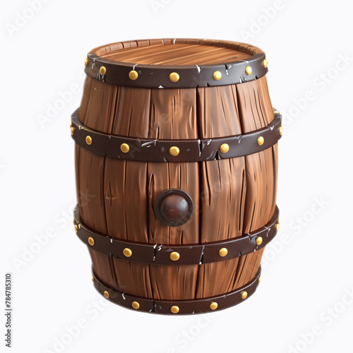 Wooden barrel stands. Cartoon 3D render © NADEZHDA